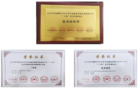 beat365官网在2019年安徽省大中专学生志愿者暑期文化科技卫生“三下乡”社会实践活动中荣获佳绩